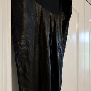 Spanx Maternity Black Faux Leather Leggings - XL - Full Panel